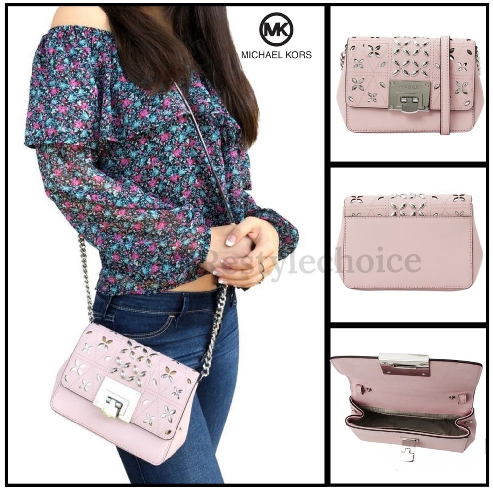 🌸💕New Michael Kors Clutch Tina Stud Leather Cross Body Bag💕🌸